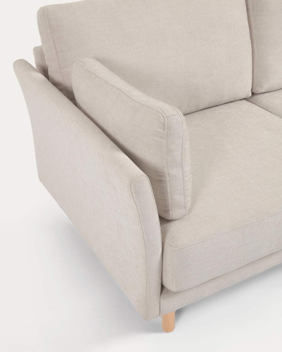 Gilma 3-Sitzer Sofa mit Chaiselongue rechts/links beige mit Beinen naturfarben 260 cm