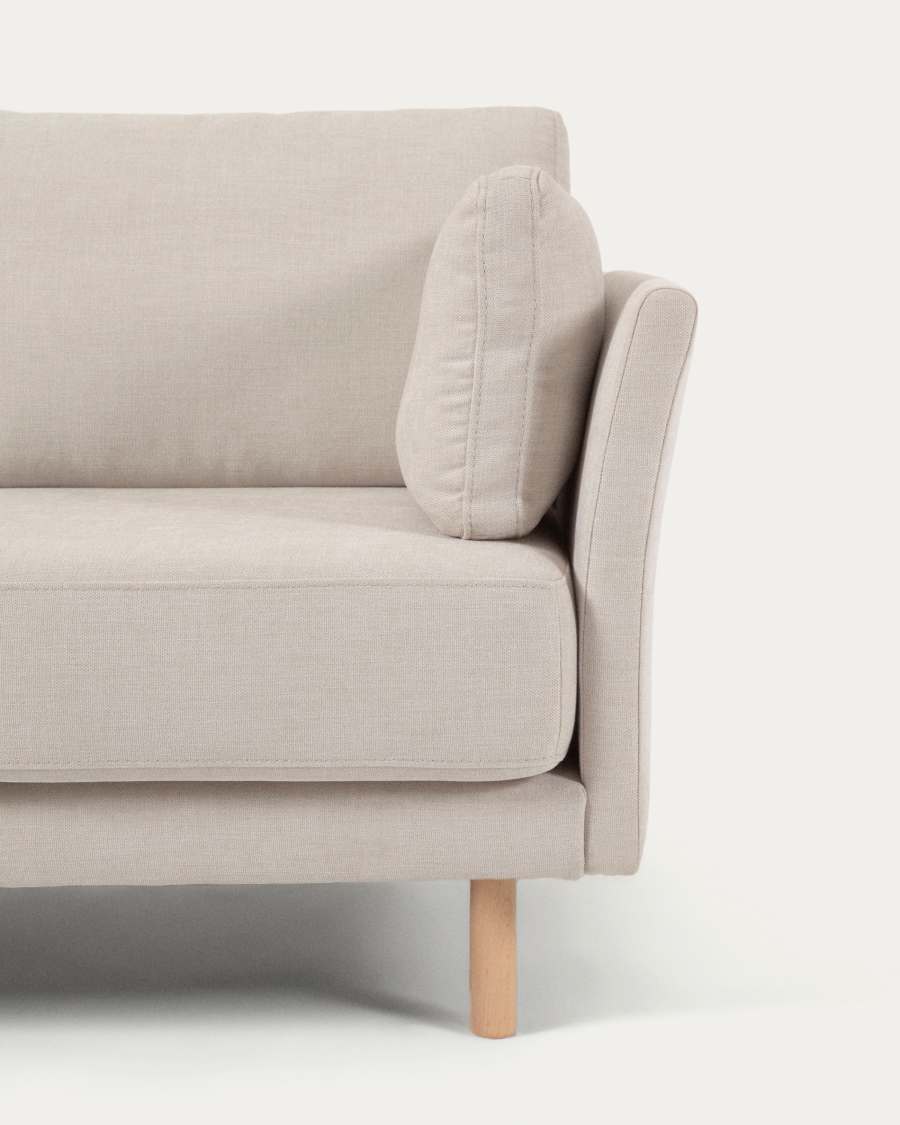 Gilma 3-Sitzer Sofa mit Chaiselongue rechts/links beige mit Beinen naturfarben 260 cm