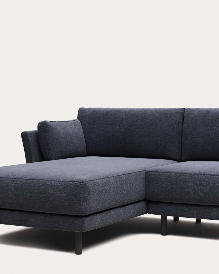 Gilma 3 seater sofa with left/right side chaise in blue and black finish legs, 260 cm FR