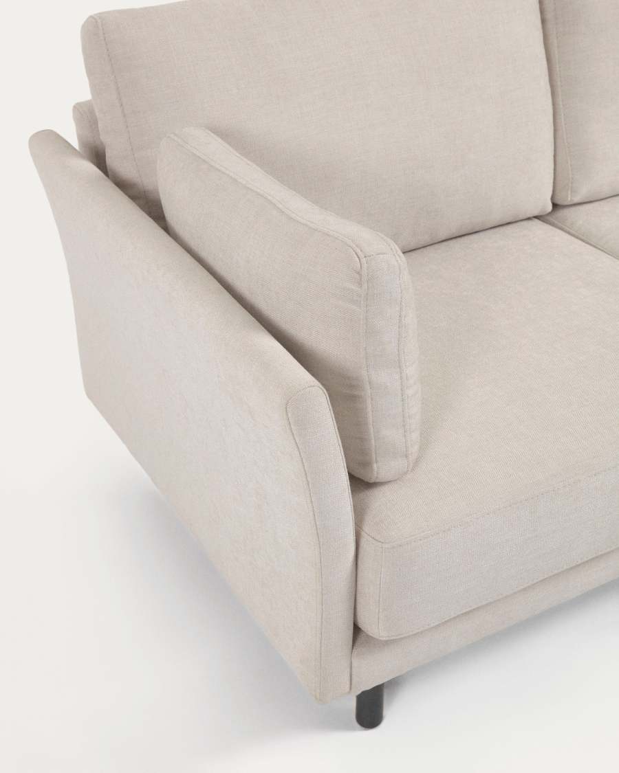 Gilma beige 3-zitsbank met links/rechts chaise longue met zwarte poten 261 cm