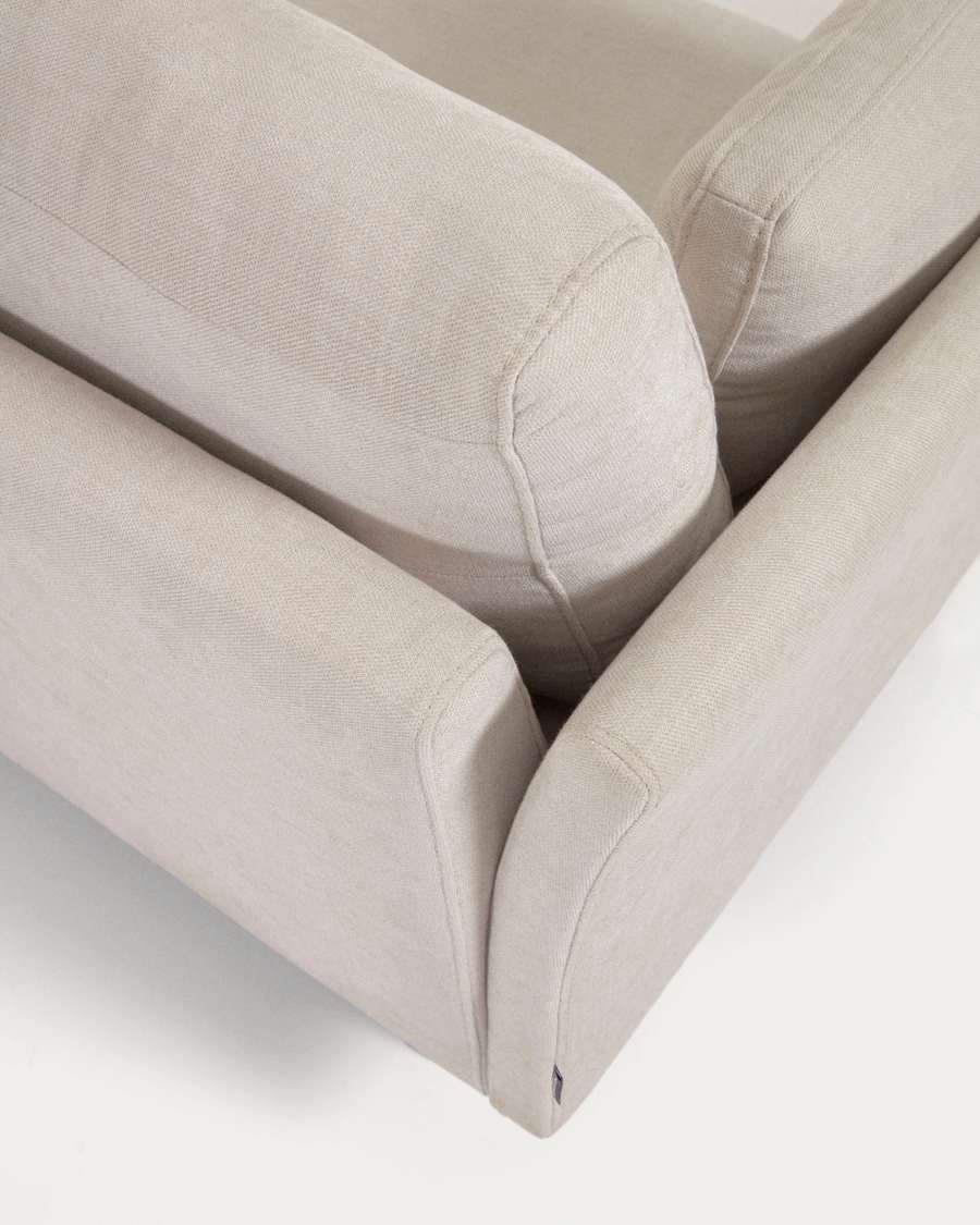 Gilma beige 3-zitsbank met links/rechts chaise longue met zwarte poten 261 cm