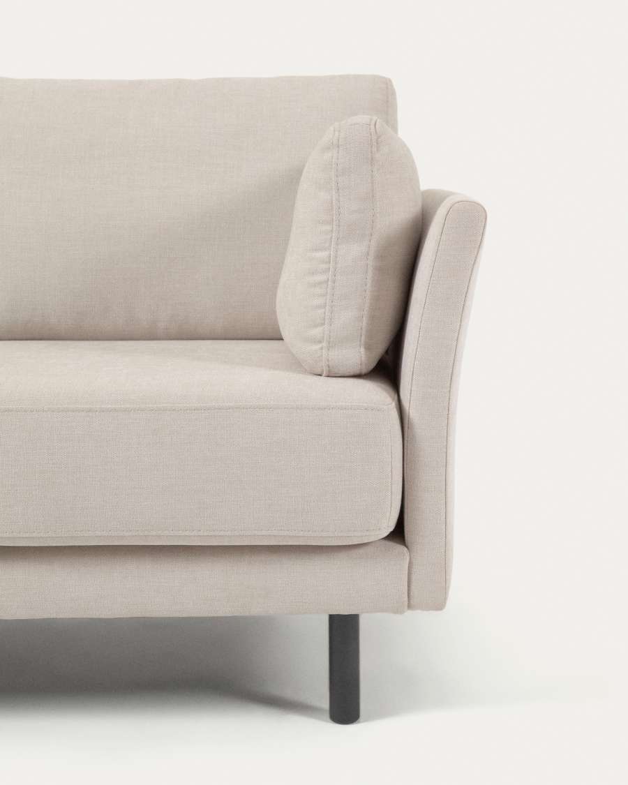 Gilma beige 3-zitsbank met links/rechts chaise longue met zwarte poten 261 cm