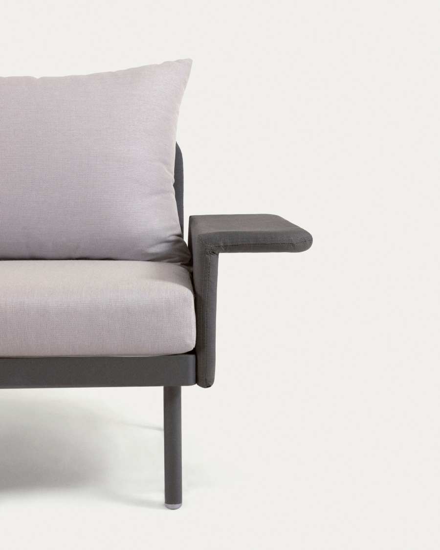 Zaltana outdoor corner sofa and table set in matt dark grey aluminium, 164 cm