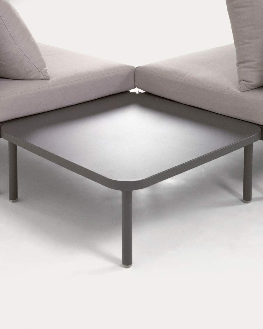 Zaltana outdoor corner sofa and table set in matt dark grey aluminium, 164 cm