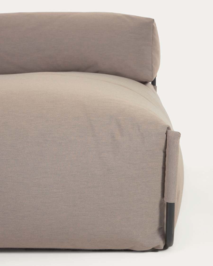 Square chaise longue pouffe with backrest in green with black aluminium, 165 x 101 cm