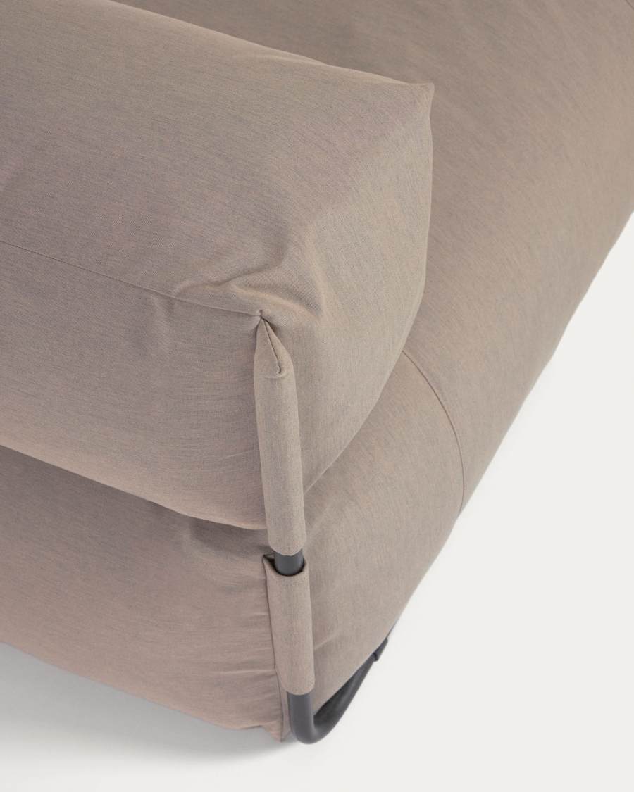 Square chaise longue pouffe with backrest in green with black aluminium, 165 x 101 cm