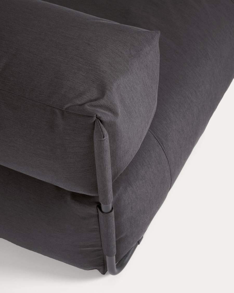 Square Pouf Modularsofa longue 100%outdoor m. Rückenlehne dunkelgrau Alu schwarz 165x101cm