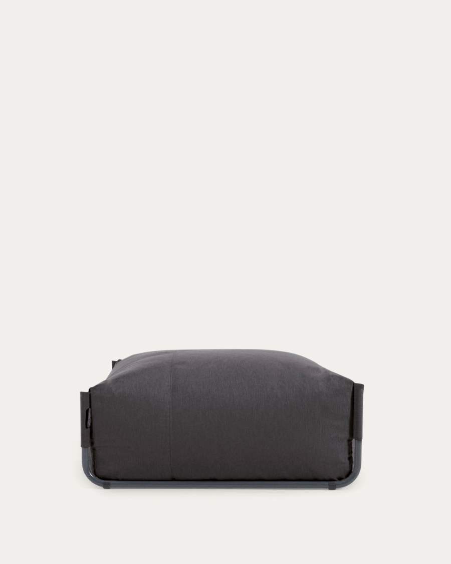 Σκαμπό καναπέ εξωτ. χώρου Square, γκρι σκούρο, μαύρο αλουμίνιο, 101x101εκ