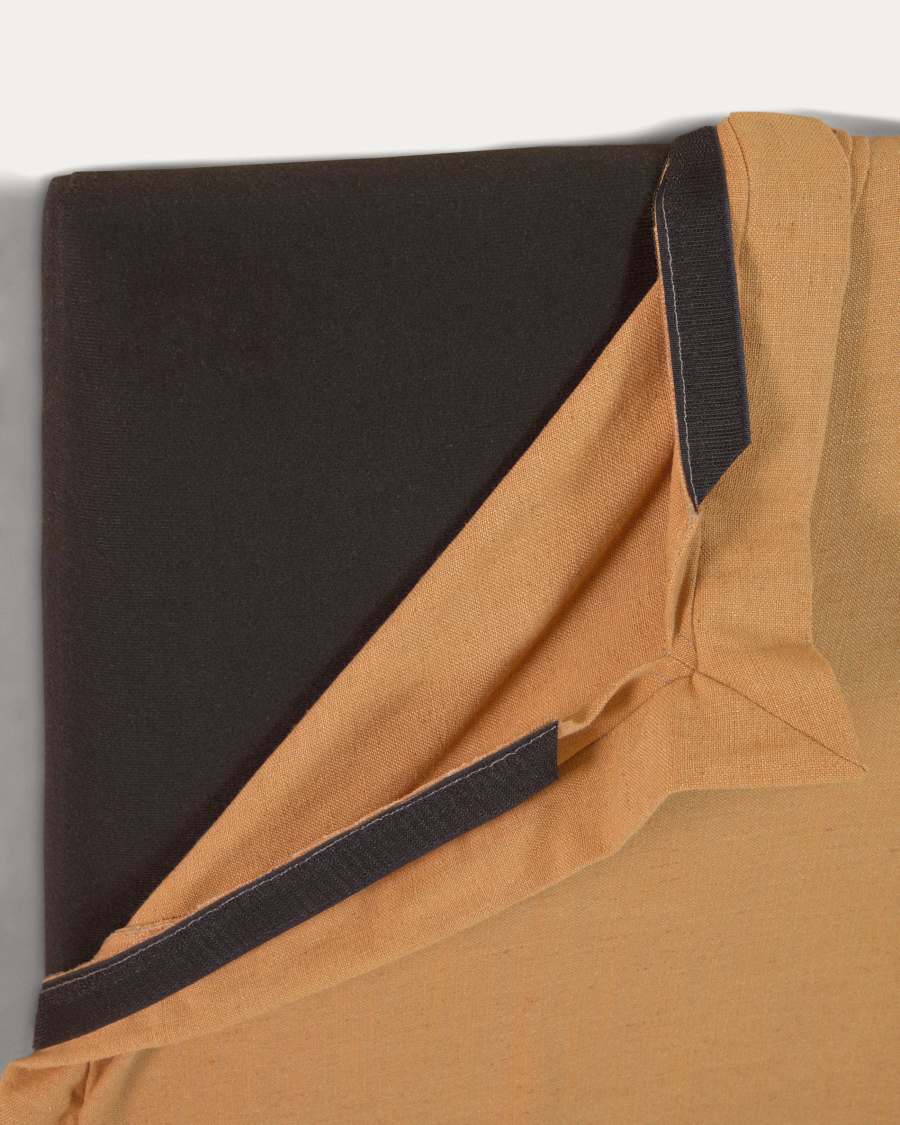 Capçal desenfundable Tanit de lli mostassa per a llit de fins a 90 cm