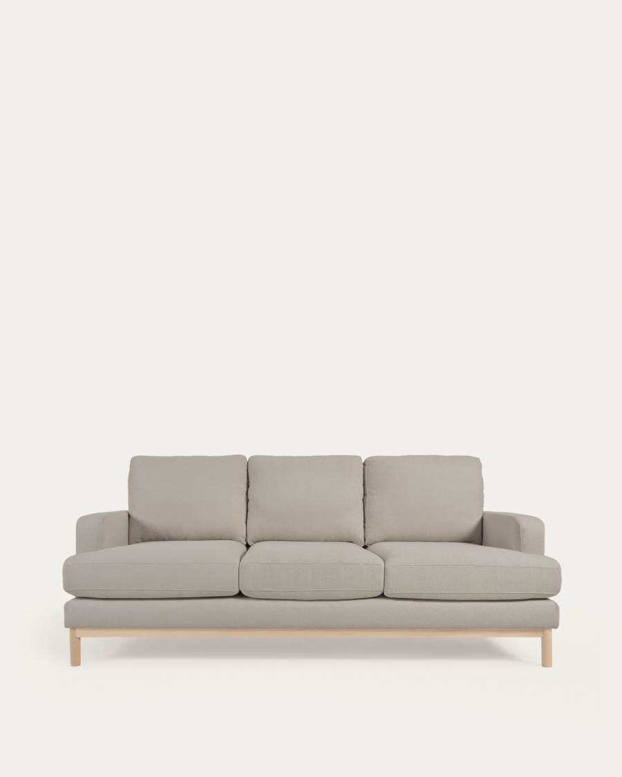 Mihaela 3 seater sofa in grey micro bouclé, 203 cm FSC Mix Credit