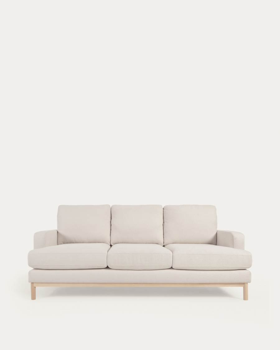 Mihaela 3 seater sofa in white micro bouclé, 203 cm FSC Mix Credit
