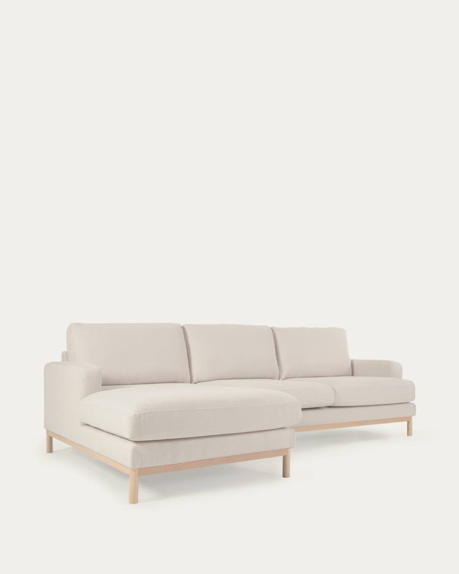 Mihaela 3 seater sofa with left-hand chaise longue in white micro bouclé, 264 cm FSC Mix Credit