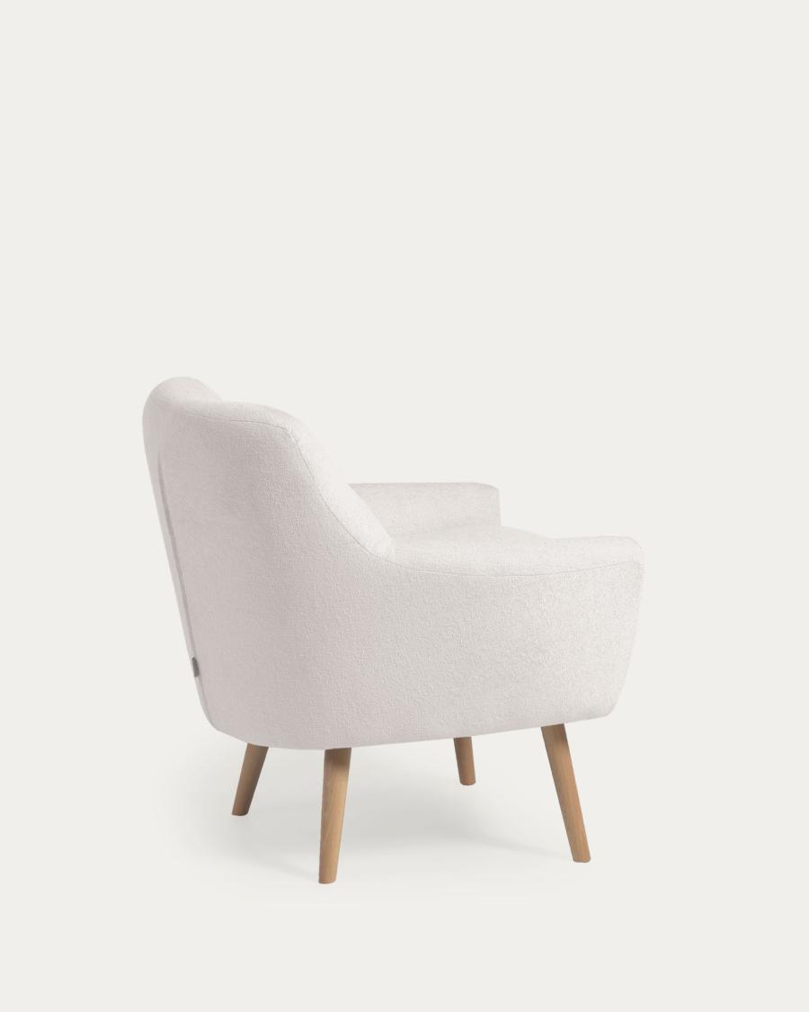 Candela armchair in white micro bouclé FSC Mix Credit