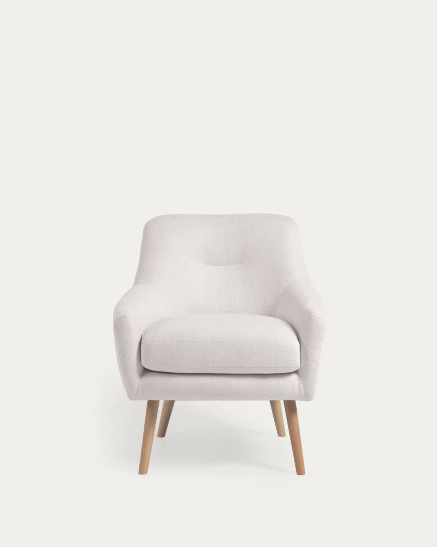 Candela armchair in white micro bouclé FSC Mix Credit