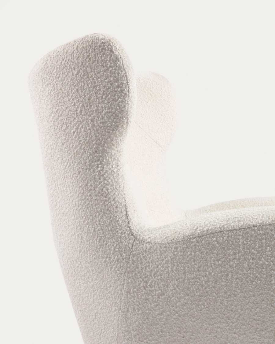 Patio Sessel mit Bouclé-Polsterung in Weiß und Beinen aus massivem Buchenholz natur FSC Mix Credit