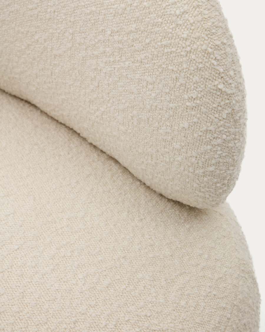 Luisa armchair in white bouclé with solid beech wood legs