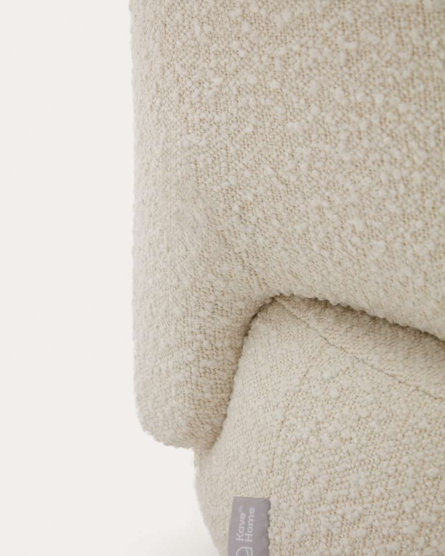 Luisa armchair in white bouclé with solid beech wood legs