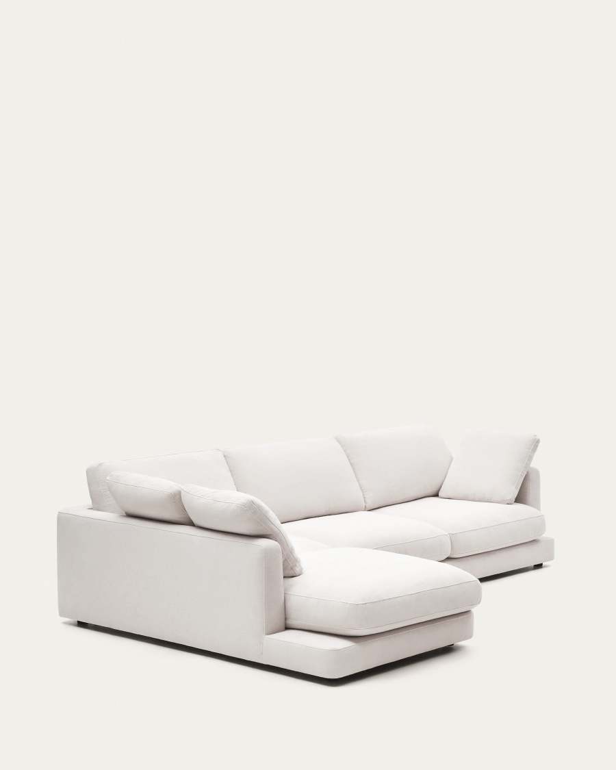 Gala 4-seater sofa with left chaise longue in white chenille FSC Mix Credit 300cm