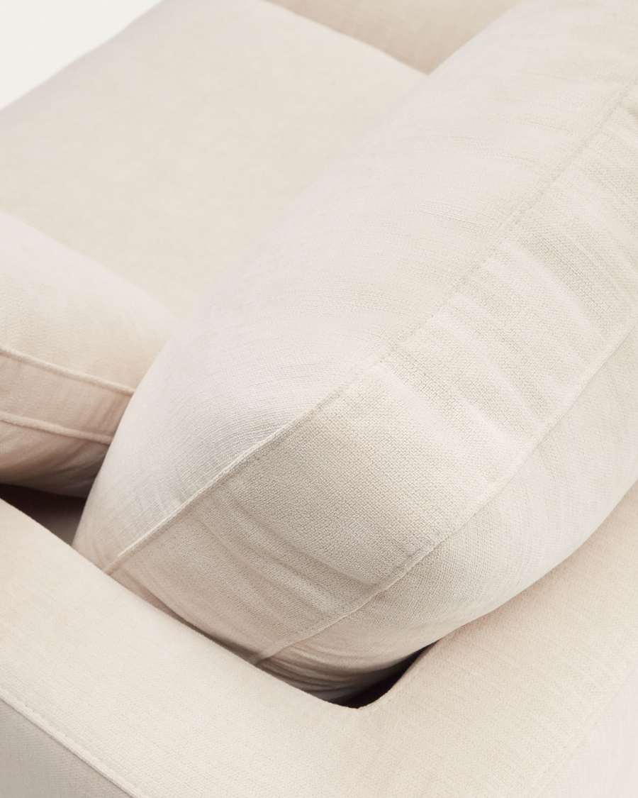 Gala 3-seater sofa with double chaise longue in beige chenille FSC Mix Credit 210cm