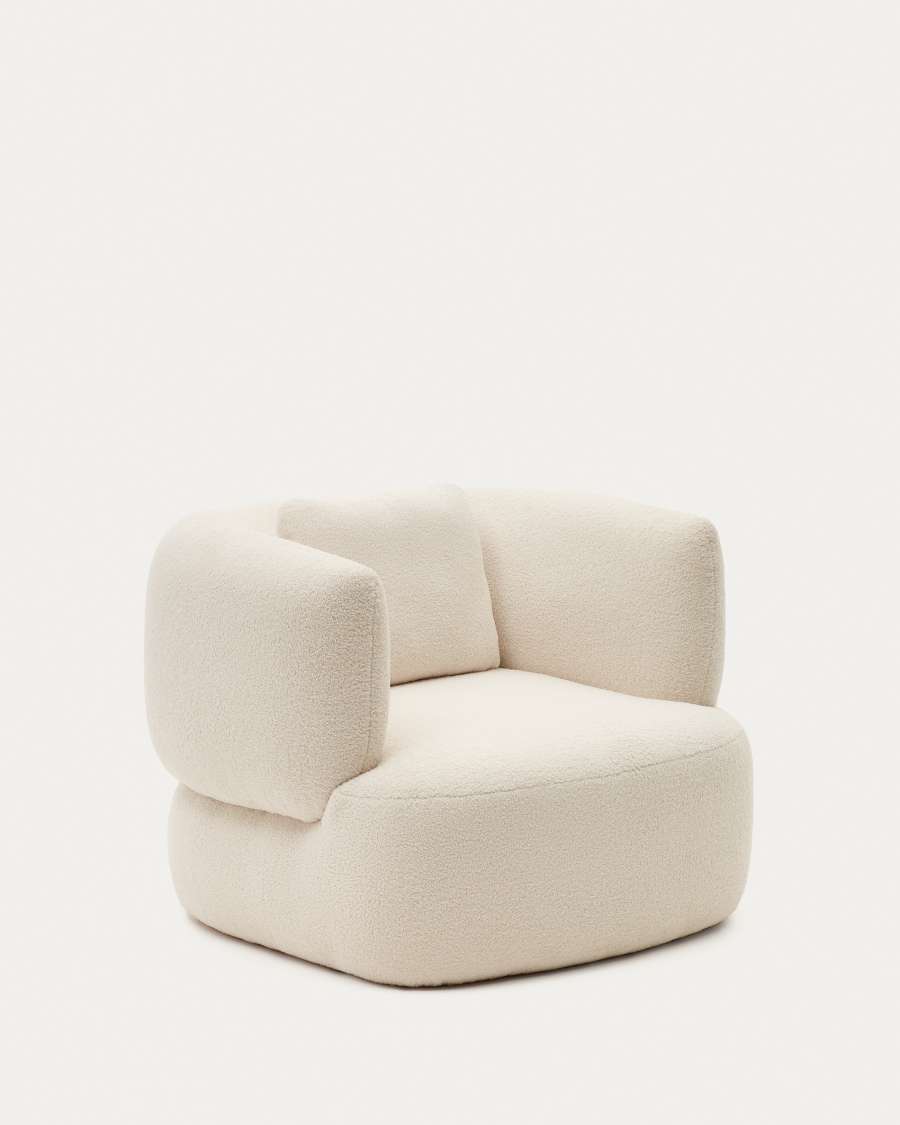 Martina ecru bouclé armchair with cushion FSC Mix Credit