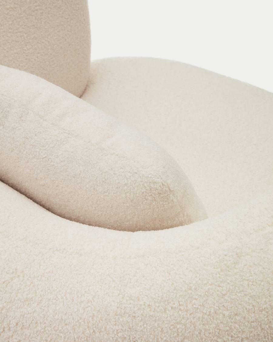 Poltrona girevole Martina con cuscino in montone sintetico écru FSC Mix Credit