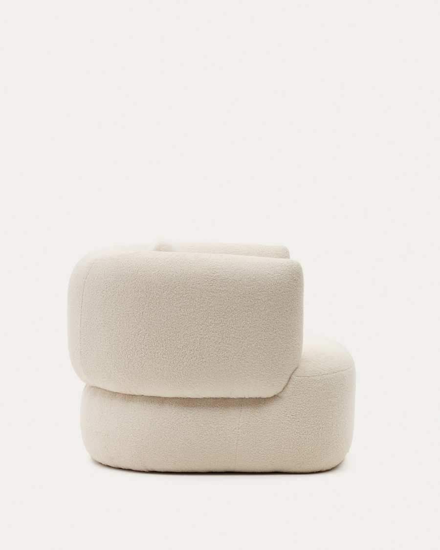 Poltrona girevole Martina con cuscino in montone sintetico écru FSC Mix Credit