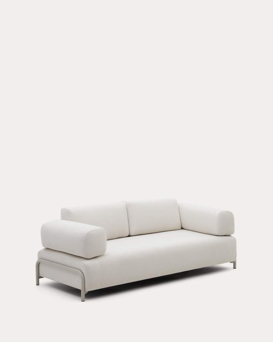 Divano Compo 3 posti in ciniglia beige e telaio metallico beige 232 cm FSC Mix Credit