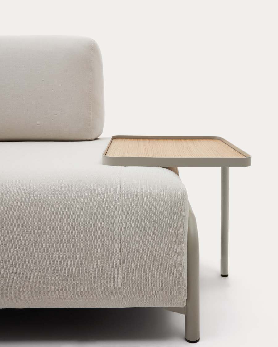 Compo-3-zitsbank van grijze chenille, groot eikenfineer blad en beige metalen structuur 232cm FSC Mix Credit