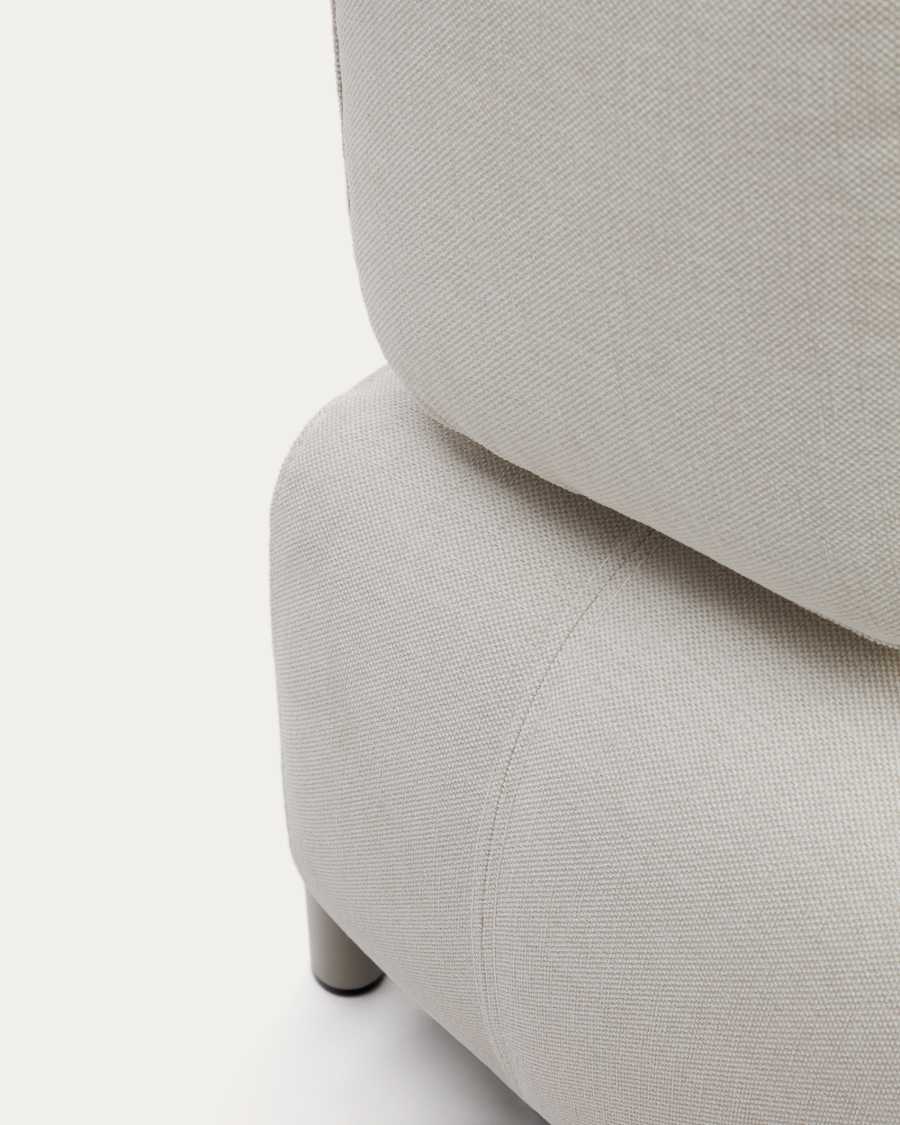 Compo-3-zitsbank van grijze chenille, groot eikenfineer blad en beige metalen structuur 232cm FSC Mix Credit