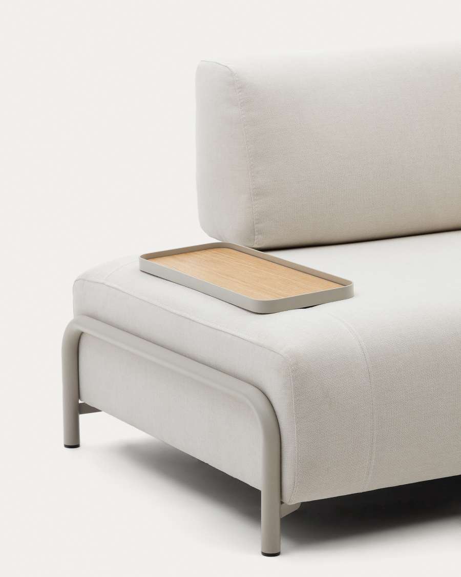 Vassoio piccolo Compo impiallacciato in rovere con finitura naturale e telaio metallico beige