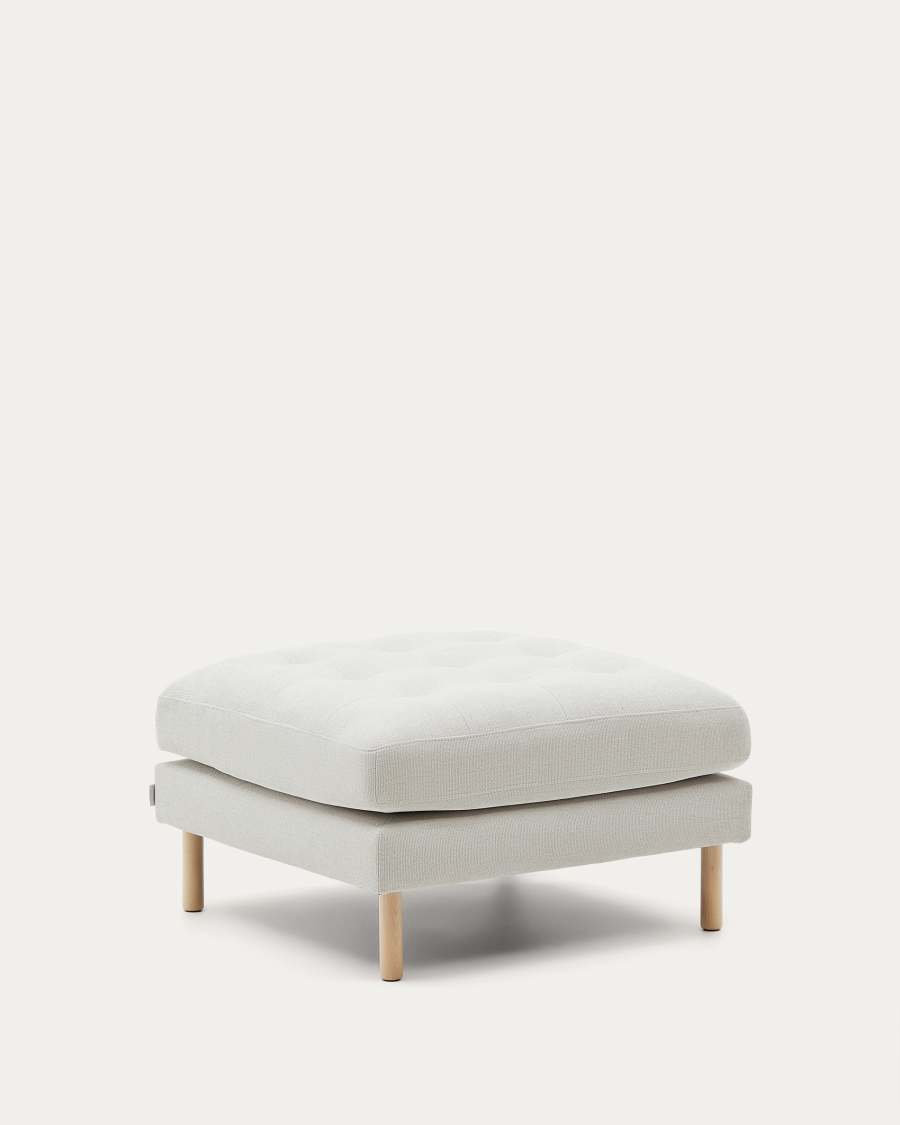 Debra chenille pearl footrest with natural legs 80 x 80 cm FSC Mix Credit