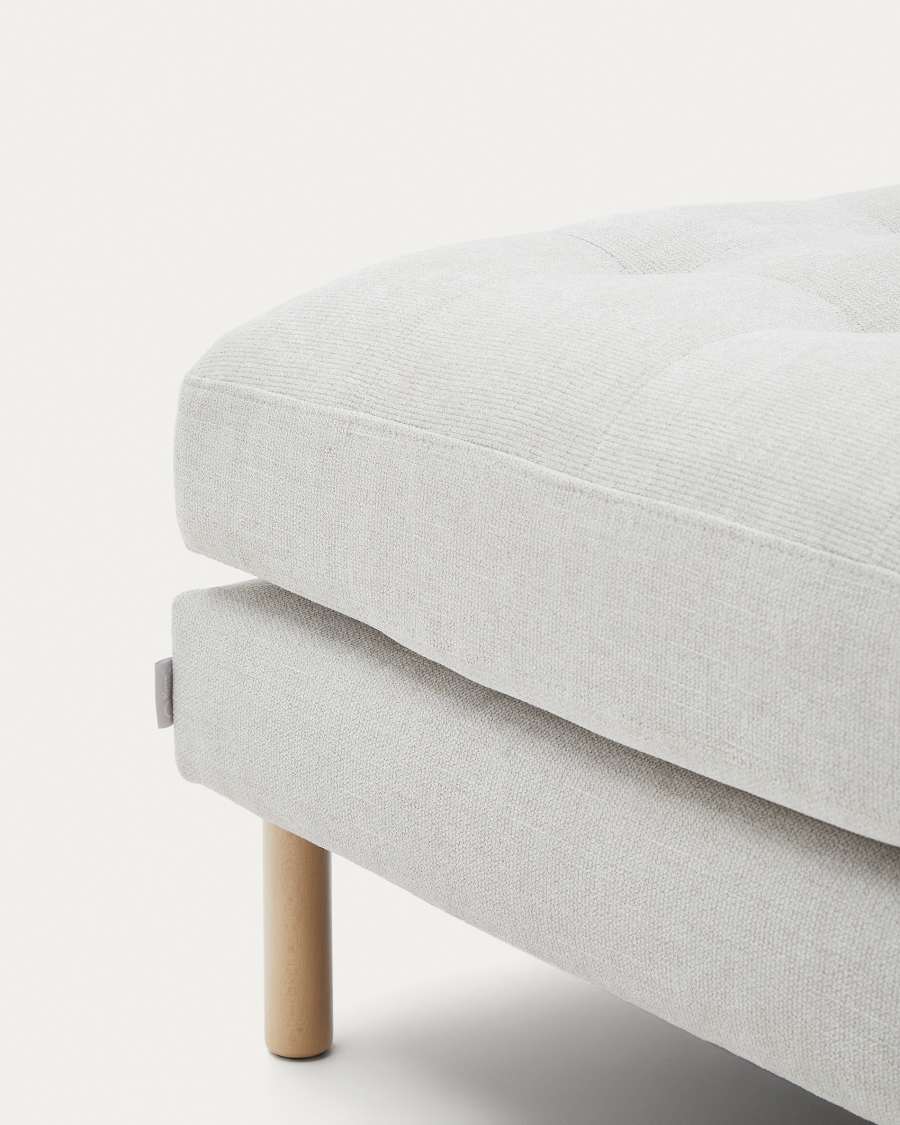 Debra chenille pearl footrest with natural legs 80 x 80 cm FSC Mix Credit