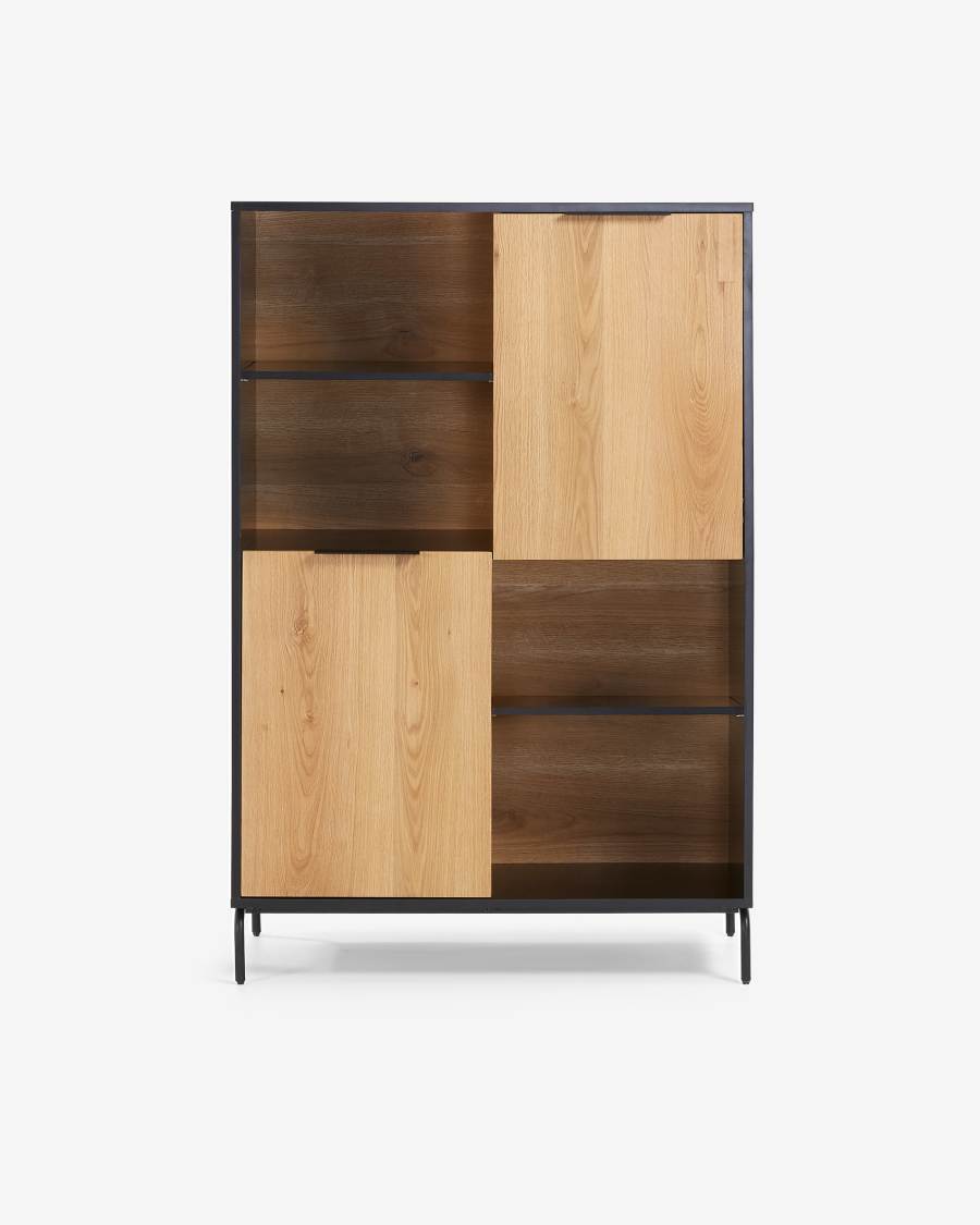 Savoi MDF shelf unit with black lacquer and black-finished steel 100 x 150 cm