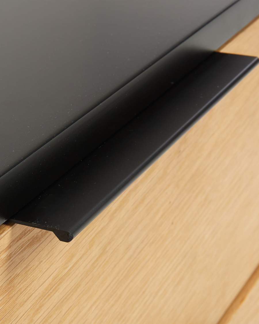 Table de chevet Savoi MDF laqué noir et acier finition noire 42 x 50 cm