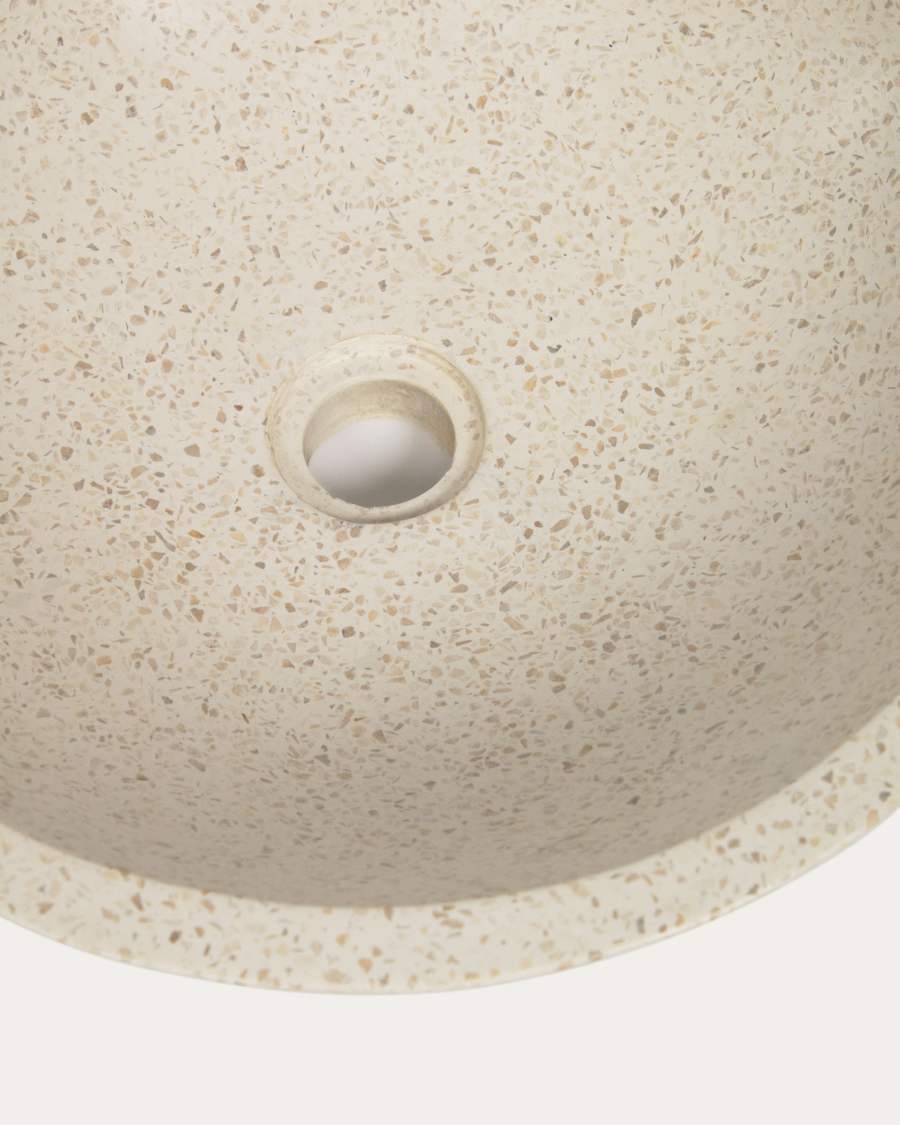 Delina countertop washbasin in white terrazzo Ø 40 cm