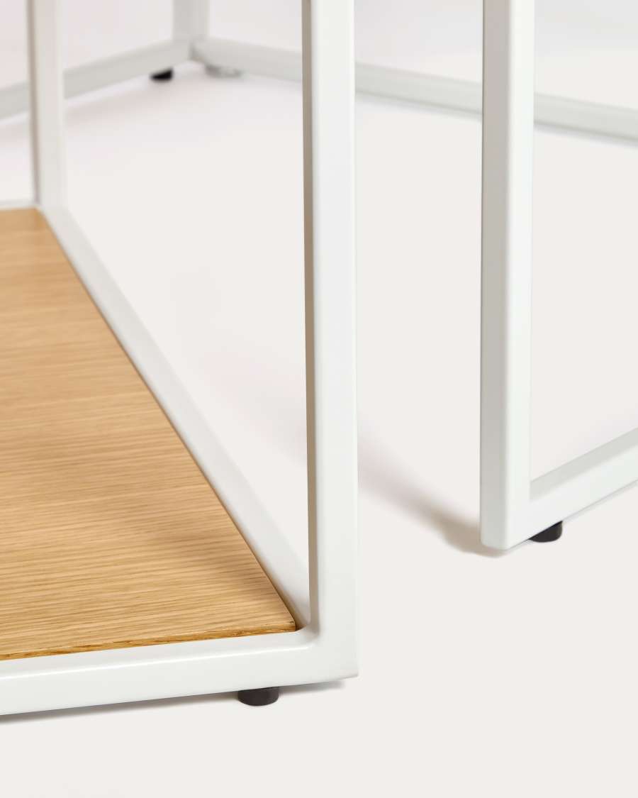 Conjunt Yoana de 2 taules de centre niu de xapa de roure i estructura de metall blanc