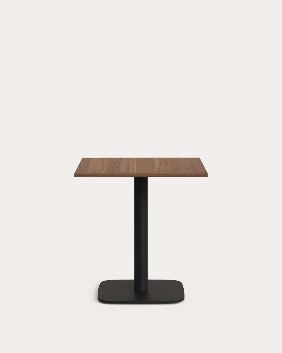 Taula Dina melamina acabat noguera amb peu de metall acabat pintat negre 70 x 70 x 70 cm