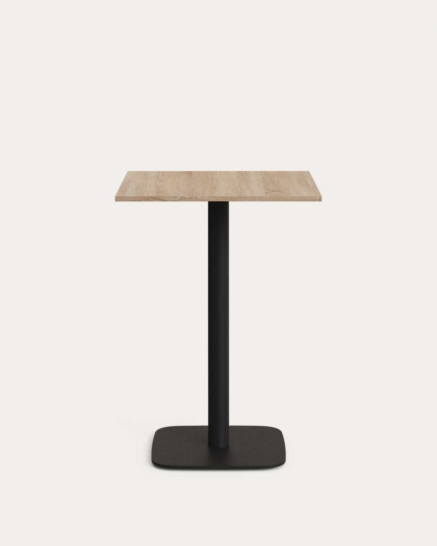 Dina high table in natural finish melamine with metal leg in a painted black finish, 60x60x96 cm