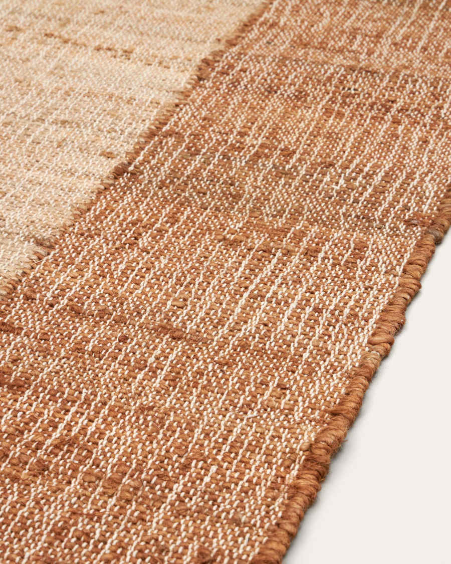 Cabanes jute and cotton rug, natural and brown, 160 x 230 cm