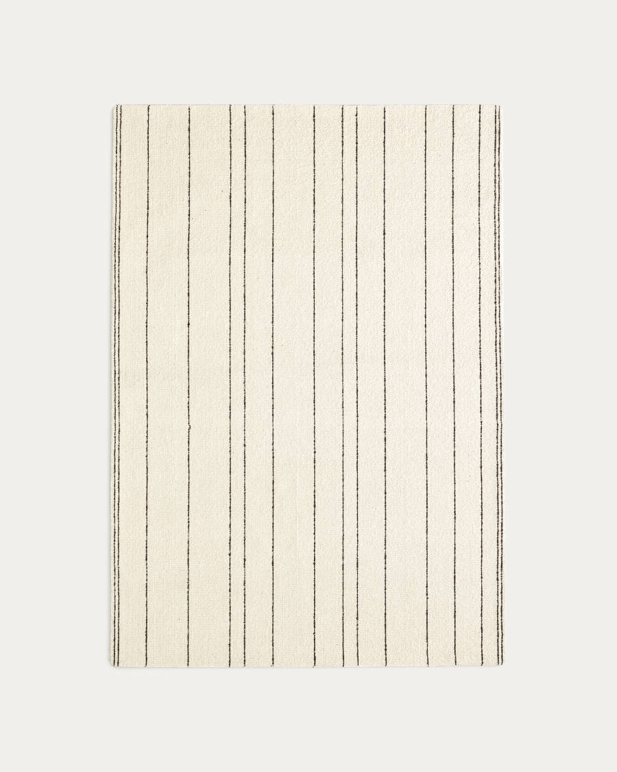 Micol Teppich aus Wolle in Beige und Streifen in Schwarz 160 x 230 cm