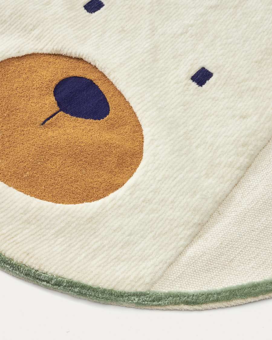 Zelda runder Teppich Bär aus weißer Baumwolle Ø 100 cm