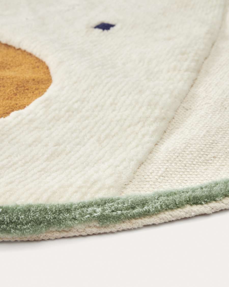 Zelda runder Teppich Bär aus weißer Baumwolle Ø 100 cm