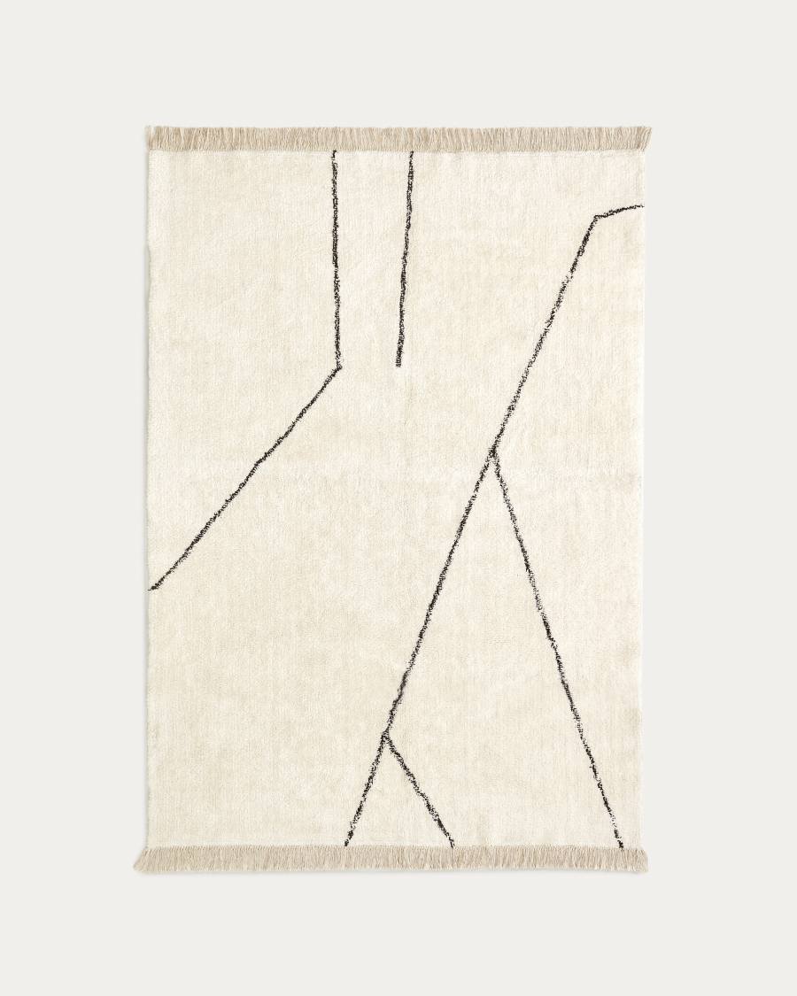 Tapis Mijas en coton blanc et noir  160 x 230 cm