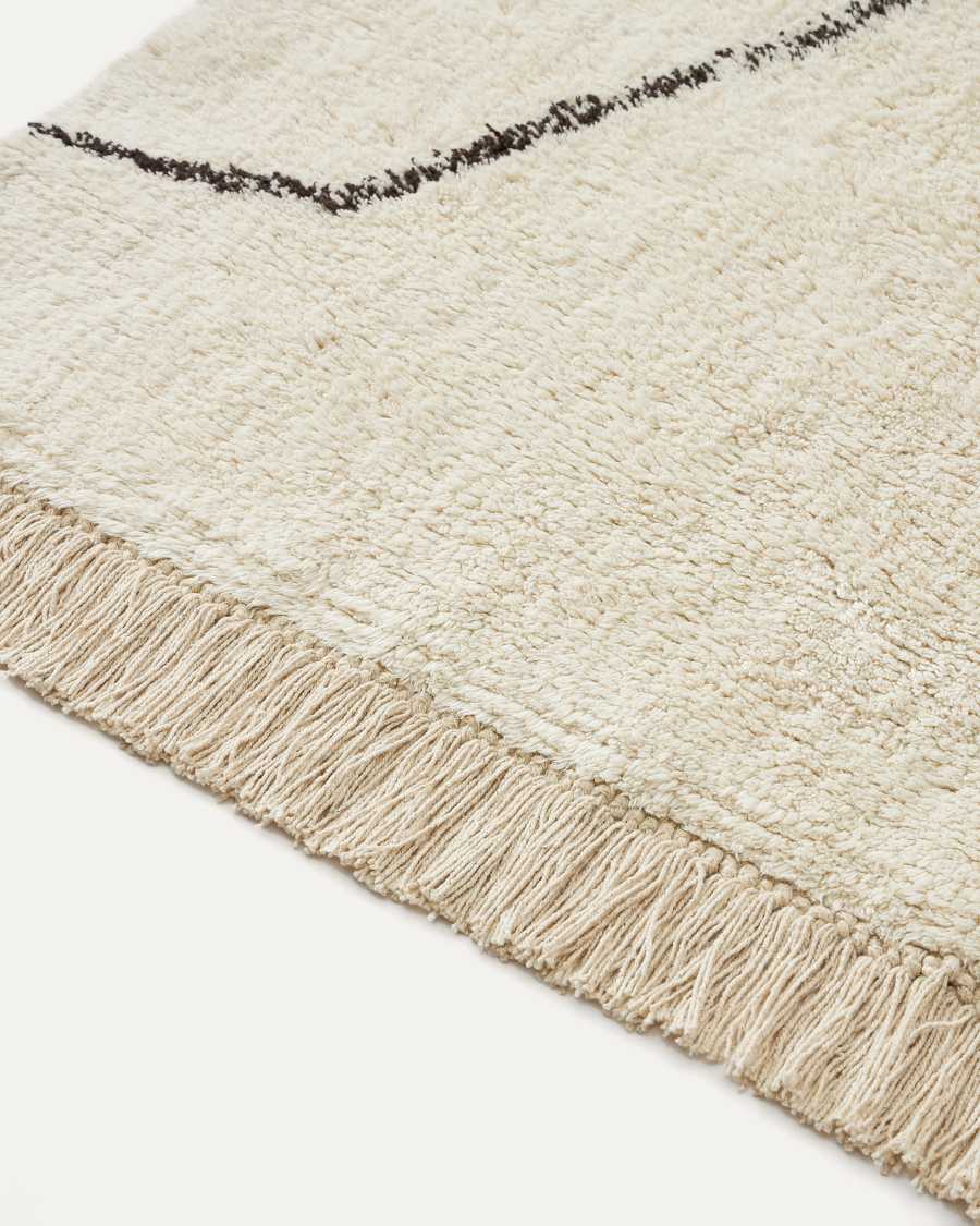 Tapis Mijas en coton blanc et noir  160 x 230 cm
