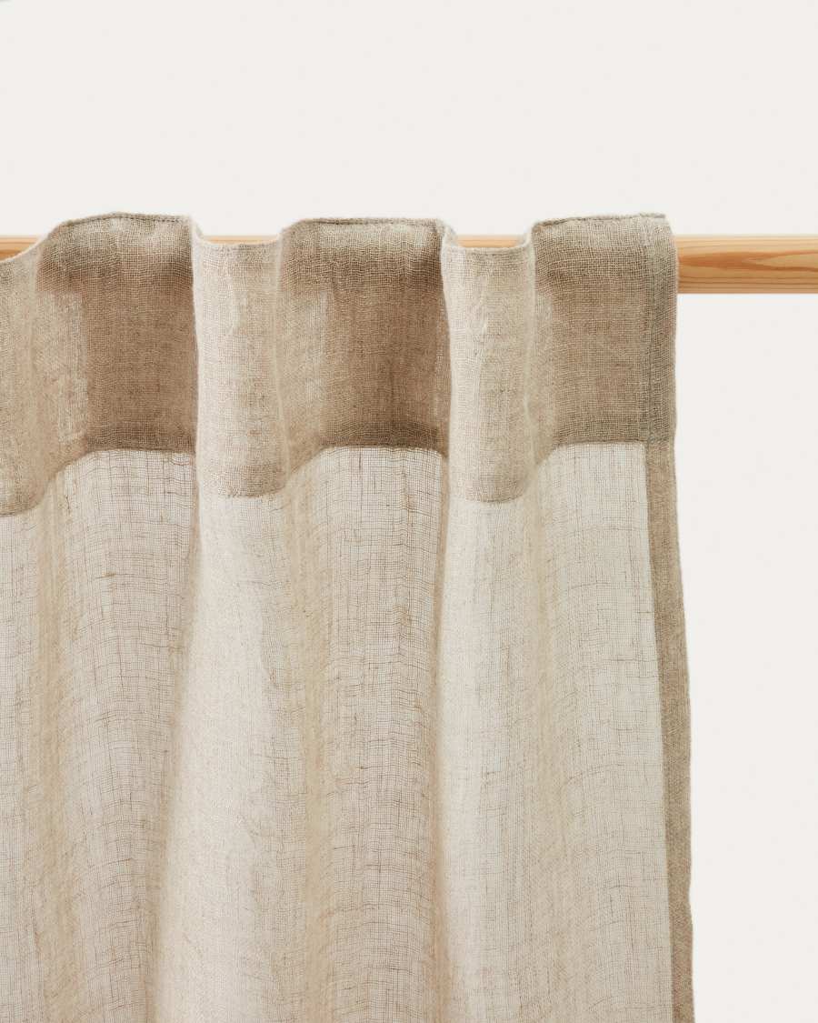 Melba 100% natural linen curtain in grey 140 x 270 cm