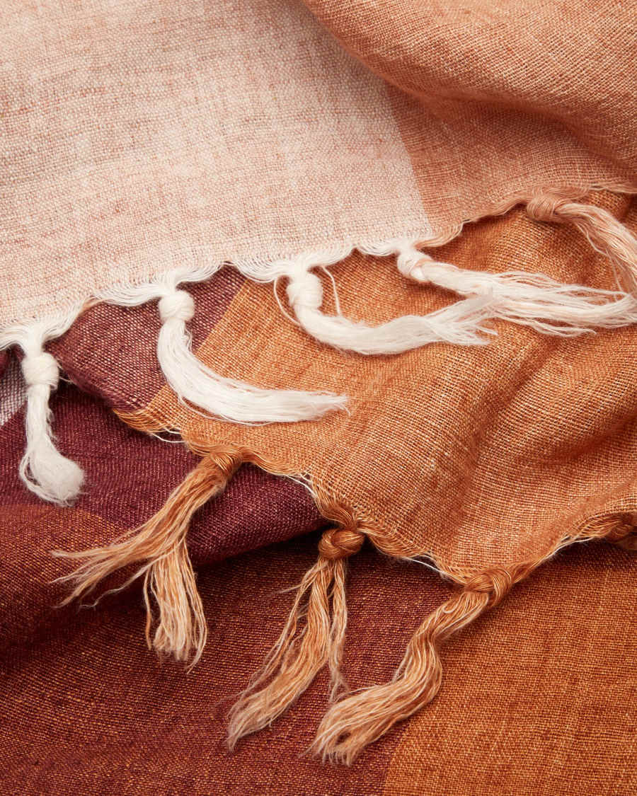 Calonge Decke 100% Leinen kariert bunt 130 x 170 cm