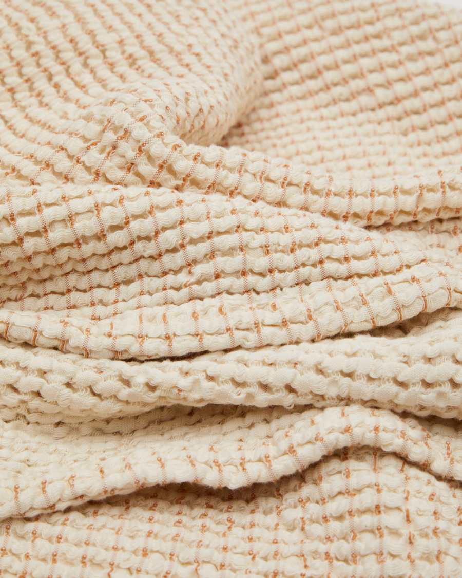 Couvre-lit Senara 100 % coton beige pour lit de 150/160 cm