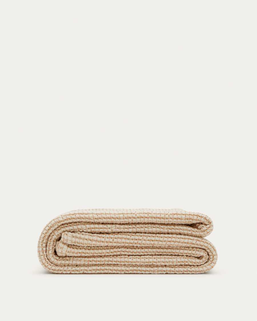 Couvre-lit Senara 100 % coton beige pour lit de 150/160 cm