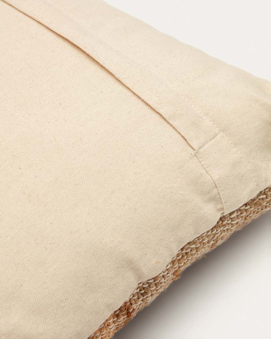 Housse de coussin Cabanes en jute et coton naturel et marron 45 x 45 cm