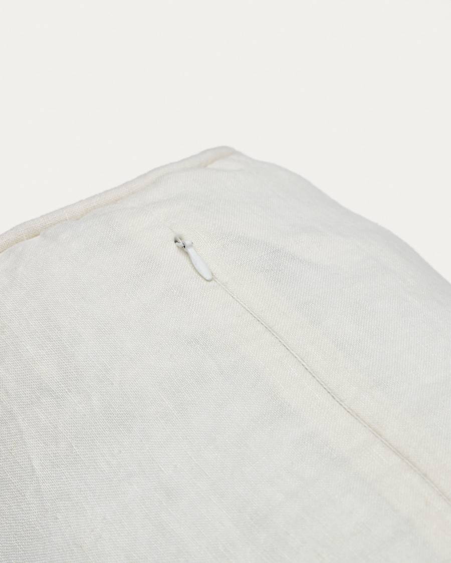 Forallac 100% linen roll cushion cover in white